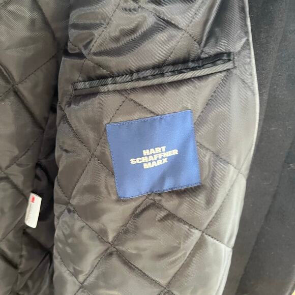 Hart Schaffner Marx Men's Wool/Cashmere Black Overcoat Size 48L. NEW - Picture 7 of 13